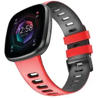 CaseOnline Twin Sport Rannekoru Armband Fitbit Sense 2 - Punamusta
