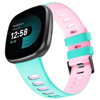 CaseOnline Twin Sport Rannekoru Armband Fitbit Versa 4 - Minttu/vaaleanpunainen