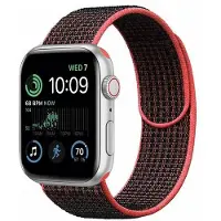 CaseOnline Nailon Rannekoru Apple Watch SE 2022 (40mm) - Musta / punainen