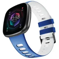 CaseOnline Twin Sport Rannekoru Armband Fitbit Sense 2 - Sinivalkoinen