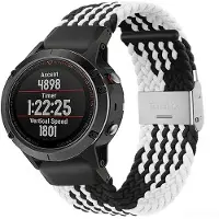 CaseOnline Punottu elastinen rannekoru Garmin Fenix 5X - Musta/Valkoinen
