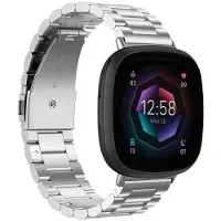 CaseOnline Rannekoru ruostumatonta terästä Fitbit Sense 2 - Hopea