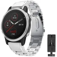 CaseOnline Rannekoru ruostumatonta terästä Garmin Fenix 7X - hopea