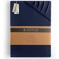 Restilo joustolakana patjalle Jersey Amber, 90x200 cm, tummansininen