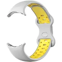 CaseOnline Twin kellon ranneke Google Pixel Watch 2 - Harmaa/keltainen