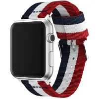 SKALO Nato-ranneke Metallilukolla Apple Watch Series 4-6 40mm - Punainen-Valkoinen-Sininen