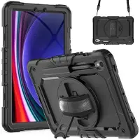 CaseOnline Hybridikuori olkahihnalla Samsung Galaxy Tab S10 FE Plus - Musta