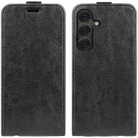 SKALO Samsung S25 Vertical Flip PU-Nahka Lompakkokotelo - Musta