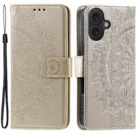 SKALO iPhone 16 Mandala lompakkokotelo - Kulta