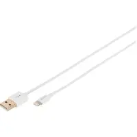 Digitus DB-600106-010-W, 1 m, Lightning, USB A, Valkoinen, Suora, Suora