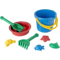 Dantoy Classic Recycled Bucket Set, Blue Bucket, 8 Pcs. - Blue - 30.5X30X20.5CM