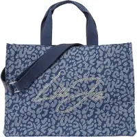 Liu Jo for woman. 2A6026-D3200 Large blue animal print denim tote bag (OSFA), Casual, Cotton