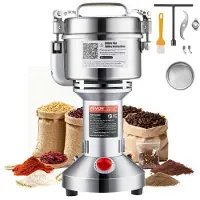 Vevor 550g sähköinen viljamyllymylly, nopea 2000 W:n kaupallinen maustemylly, ruostumattomasta teräksestä valmistettu jauhejauhekone, kuiville jyville, mausteille, viljoille, kahville, maissipippurill