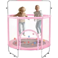 Vevor 55" lasten trampoliini, 4,6 jalan sisä- ja ulkotrampoliini, mini-taaperoiden virkistystrampoliini turvaverkolla ja koripallokorilla, syntymäpäivälahjat, joululelut yli 3-vuotiaille lapsille, vaa