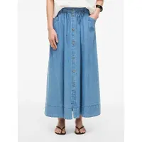 ROUGE EDIT Roudelila Hw Denim Ankle Skirt - Blue - 44