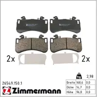 ZIMMERMANN Jarrupalasarja (4kpl), levyjarru 26549.150.1