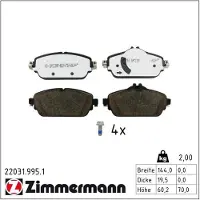 ZIMMERMANN Jarrupalasarja (4kpl), levyjarru 22031.995.1