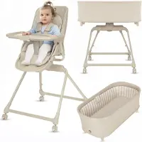 Lionelo Syöttötuoli 3in1 (lepotuoli + kehto) 0–36 kk, 360° kääntyvä Maddie Set Beige