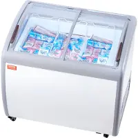 Vevor -jäätelövitriineri kaupalliseen käyttöön, 264 litran arkkupakastin, siirrettävä lasikantinen syväpakastin, ravintolan gelato-dippikaappi, jossa 3 lankakoria, 2 liukulasiovea, lukittavat pyörät, v