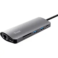 Trust Dalyx 7-in-1 USB-C Multiport -adapteri, harmaa/musta