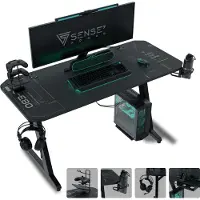 Sense7 Nomad Cybernetic Black desk 140 cmx60 cm 140x60 cm