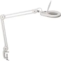 MAUL MAULviso LED-suurennuslasivalaisin, valkoinen, korkeus 50 cm, kiinnike, Valkoinen/opaali, Työhuone/toimisto, Metalli, Moderni, lukulamppu