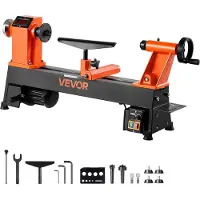 Vevor Puuntyöstösorvi, 750 W / 1 hv, Pöytämallin puusorvi, jossa 150–3800 rpm:n muuttuva nopeus, 304 x 465 mm työpöytä, Harjaton tasavirtamoottori, Valurautainen rakenne, Aloittelijoille ja Tee-se-its