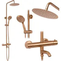 REA Lungo Copper Brush Harjattu suihkusetti termostaatilla