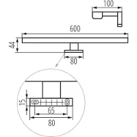 Kanlux S.A. Asten LED peilivalaisin kaapin päälle IP44 12W 4000K 60cm musta