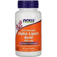 NOW,NOW Foods,NOW,NOW Foods Alfa-lipoiinihappo rypäleensiemen- ja Bioperine-uute, 600 mg - 60 kasviskapselia