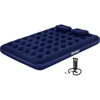 Bestway 67374 Queen Easy Inflate Flocked Airbed 203x152x22 Cm Kaksi Hengen Ilmapatja Sisäänrakennetulla Pumpulla
