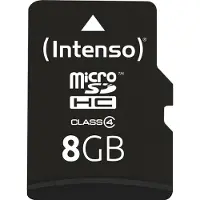 Intenso 8 Gt SDHC Class 4 -muistikortti + SD-adapteri, musta