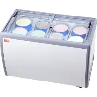 Vevor -jäätelövitriili kaupalliseen käyttöön, 370 litran arkkupakastin, siirrettävä lasikantinen syväpakastin, ravintolan gelato-dippikaappi 8 suurella altaalla, 2 liukulasiovea, lukittavat pyörät, val