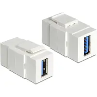 DeLOCK USB 3.0 5 Gbit/s USB Type-A naaras - USB Type-A naaras - Keystone-moduuli, valkoinen