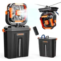 Vevor -sumutustuuletin, 2400 RPM:n moottorikäyttöinen retkituuletin, Mister-jäähdytystuulettimet 12 litran vesisäiliöllä, 20000 mAh:n akulla, 4-nopeuksisella tuulettimella ja 3 valaistustilalla, vesijä