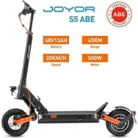 JOYOR Sähköpotkulauta S5 ABE-sertifikaatilla - 500W Moottori Akku 48V13AH Toimintamatka 45KM Levyjarrut - Musta