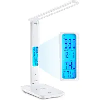 Retoo Led-pöytävalaisin kellolla, kalenteri, herätyskello, lämpömittari