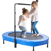 OEM lasten trampoliini, 56x36 tuuman sisä- ja ulkotrampoliini, kokoontaitettava minitrampoliini kahvalla, reboundertrampoliini taaperoille, syntymäpäivälahja yli 3-vuotiaille lapsille, pojille ja ty