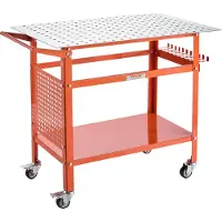 OEM -hitsauspöytä, 40" x 24" hitsaustyöpöytä, jonka staattinen painokapasiteetti on 800 paunaa, siirrettävä terästyöpöytä, jossa on 4 pyörää (2 jarrulla), kaksikerroksinen säilytysalusta ja 5/8" kiin