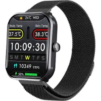 INF Smartwatch Black Milan compatible with Joeme Fit App - IP67, 108 sports modes, SOS, Non-invasive blood glucose & Health monitoring