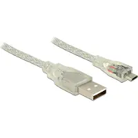 DeLOCK – Cable USB 2.0 Type-A male > USB 2.0 Micro-B male 5 m transparent (83903)