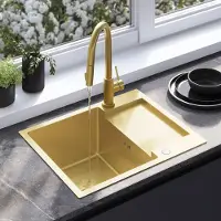 REA Paul Brush Gold Musta Teräsallas with kitchen faucet
