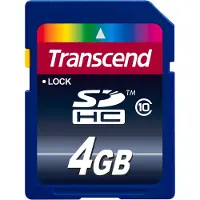 Transcend TS4GSDHC10, 4 GB, SDHC, Luokka 10, NAND, 30 MB/s, Musta