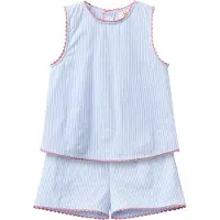 Copenhagen Colors GOTS Seersucker Setti Sky Blue Cream Stripe Sky Blue Cream Stripe 116 cm Sininen 116 cm Tytöt