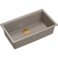 Quadron LOGAN 110 GraniteQ soft taupe 76x44x23,5 cm 1-kulhoinen upotettava pesuallas, jossa on manuaalinen sifoni, kuparia