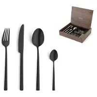 Amefa Metropole Black 1170 24-piece cutlery set in wooden storage box