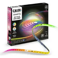 Calex Smart LED-nauha, pituus 20 m, RGB, CCT-kaukosäädin Smart, himmennettävä, Valkoinen/opaali, Olohuone/ruokailutila, Synteettinen materiaali, Moderni