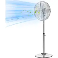 Vevor 40 cm:n suurnopeusjalustatuuletin, 1450 CFM:n teollisuuskäyttöön tarkoitettu lattiatuuletin kahvalla, 75° värähtelevä, 3-nopeuksinen säädettävä korkeus, metallia, valmistettu kaupallisiin tarkoi