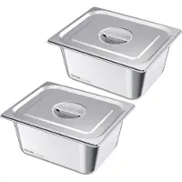Vevor ruostumattomasta teräksestä valmistetut höyryhotellipannut kansilla, 1/2 kokoa x 148 mm syvät, 9 l pöytähöyrypannut, hilloa estävät ravintolatarvikkeet, uudelleenkäytettävät pitopalvelutuotteet