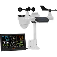 Vevor 7-in-1 Langaton sääasema, 19 cm (7,5 tuumaa) Suuri värinäyttö, Digitaalinen Kotisääasema Sisä- ja Ulkokäyttöön, Lämpötila-, Kosteus-, Tuulen Nopeus/suunta, Sade-, UV-ennustetiedoilla, Hälytyksel